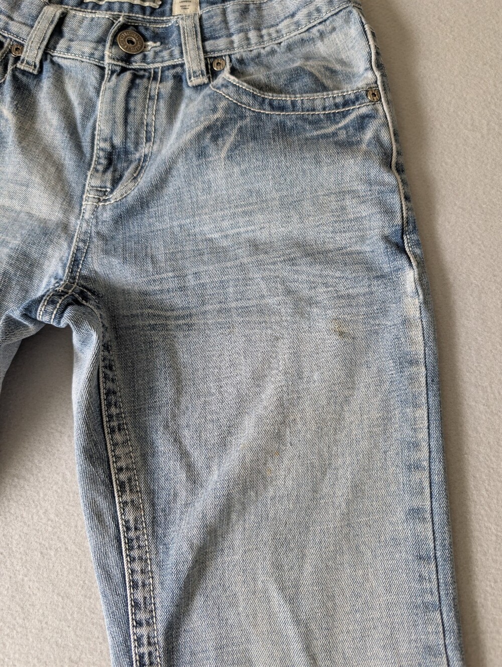 Y2K Pocket Detail Distressed Contrast Stitch Flare Jeans Light Wash Size 29/8 image 5